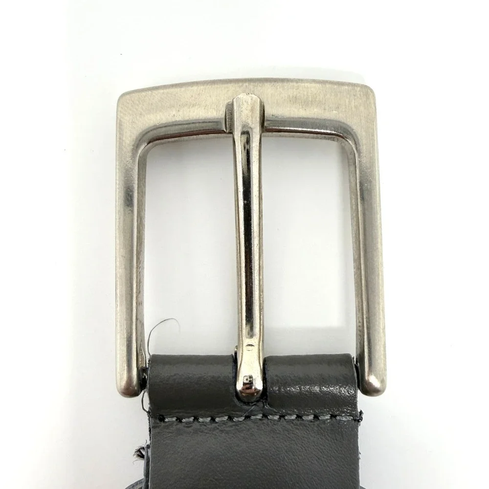 Vera Pelle Gray Leather Belt Men's‎ Size 37–41 Silver Buckle Made in Italy